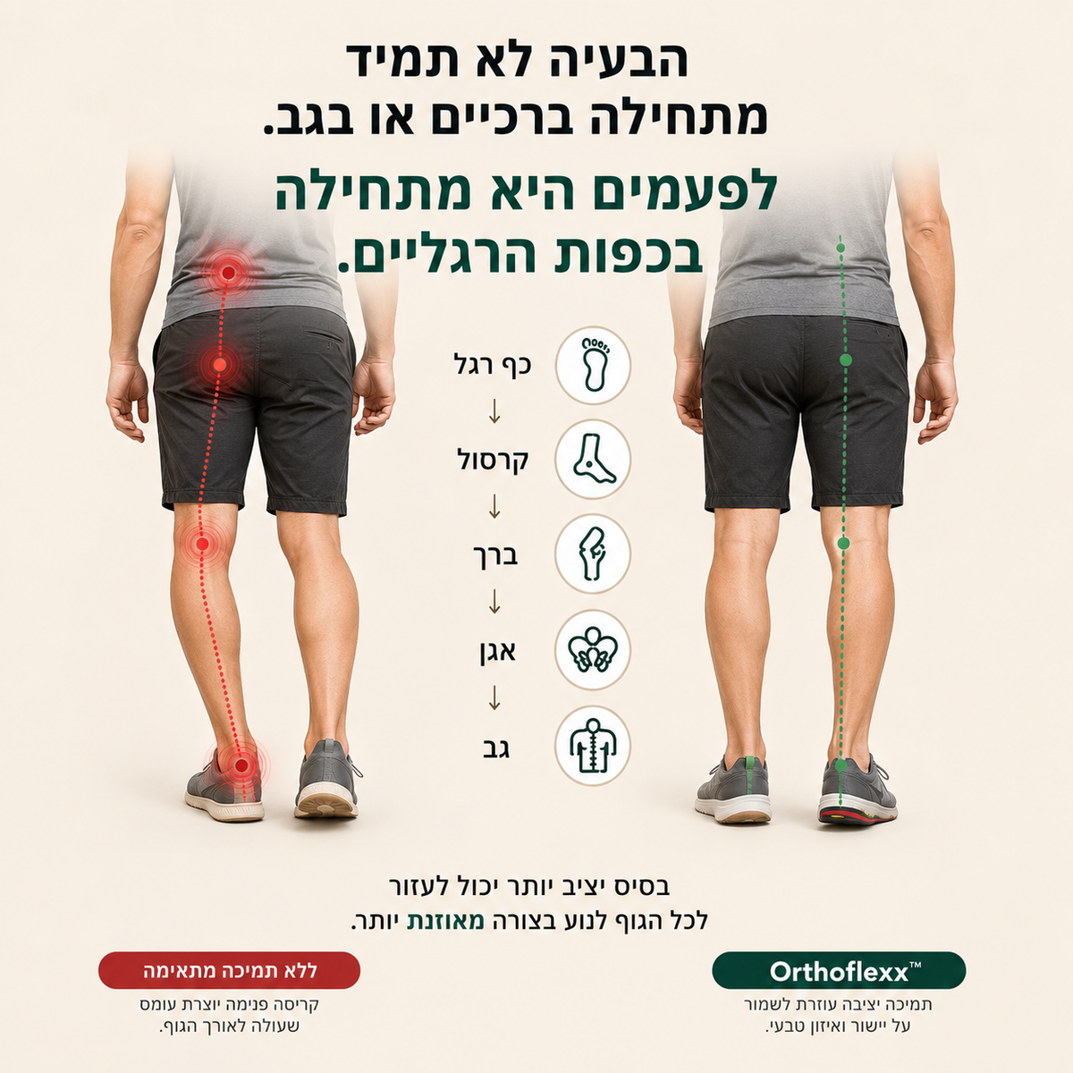 Orthoflexx™ – מדרסים לתמיכה יציבה בקשת, ליציבה נכונה יותר ולהפחתת עומסים